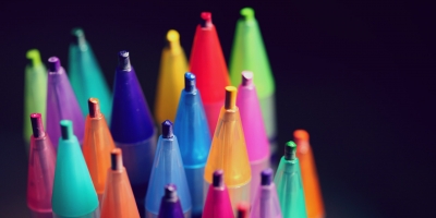 The tips of a bundle of color pencils