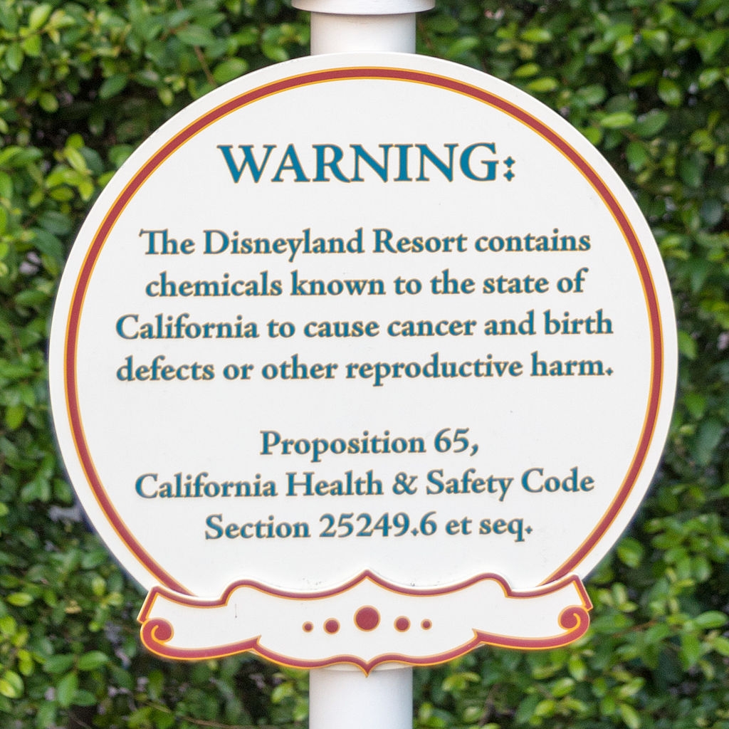 Proposition 65 warning sign at the Disneyland Resort