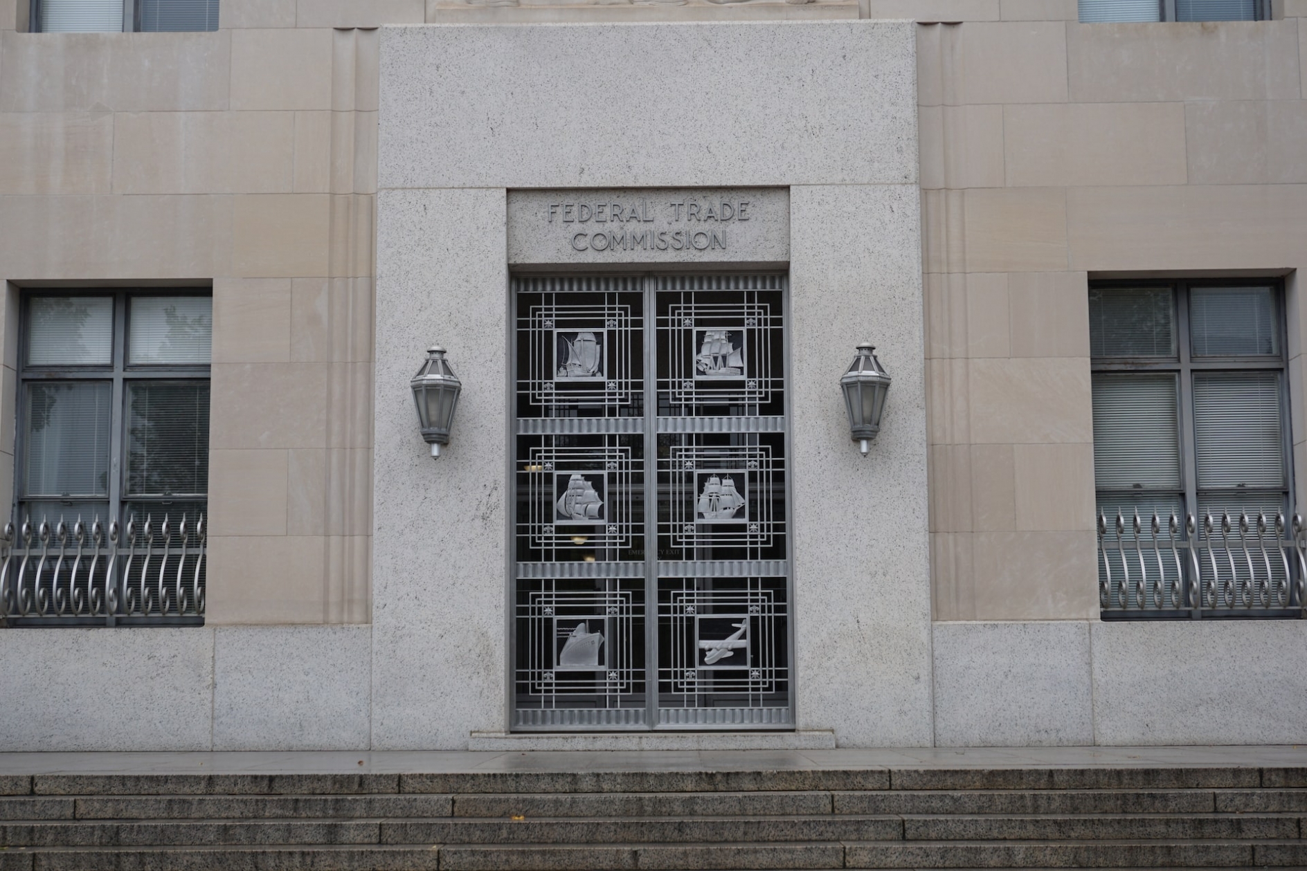 Photo of the entrance to the Federal Trade Commission building in Washington D.C.