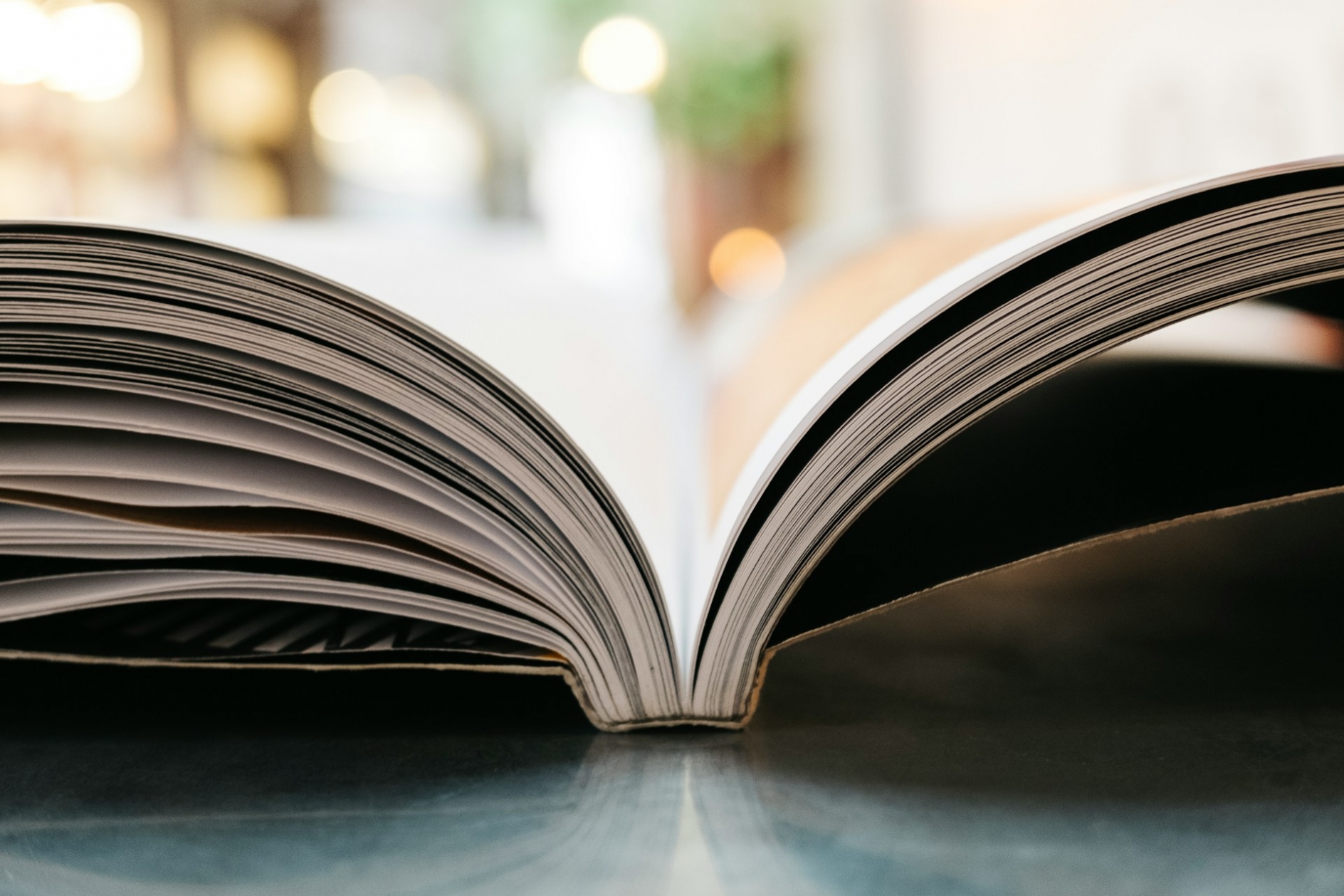Photo of an open book from the side