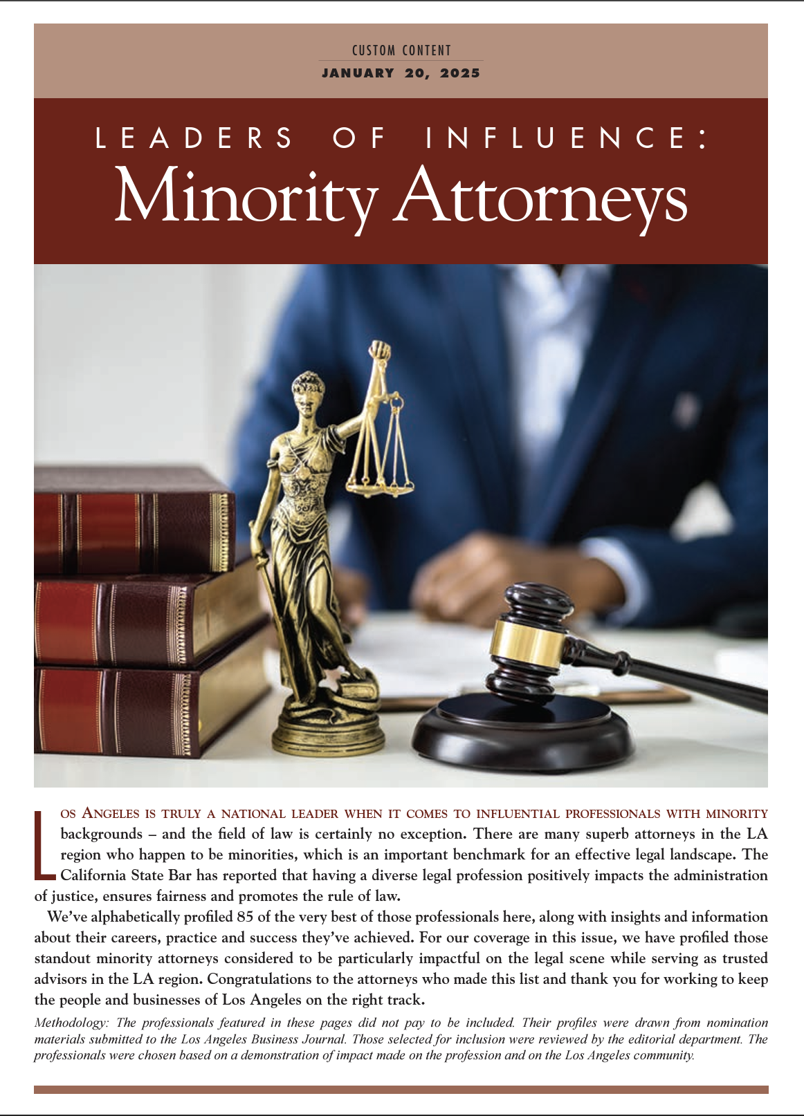 cover of the Los Angeles Business Journal's special feature: “Leaders of Influence: Minority Attorneys”