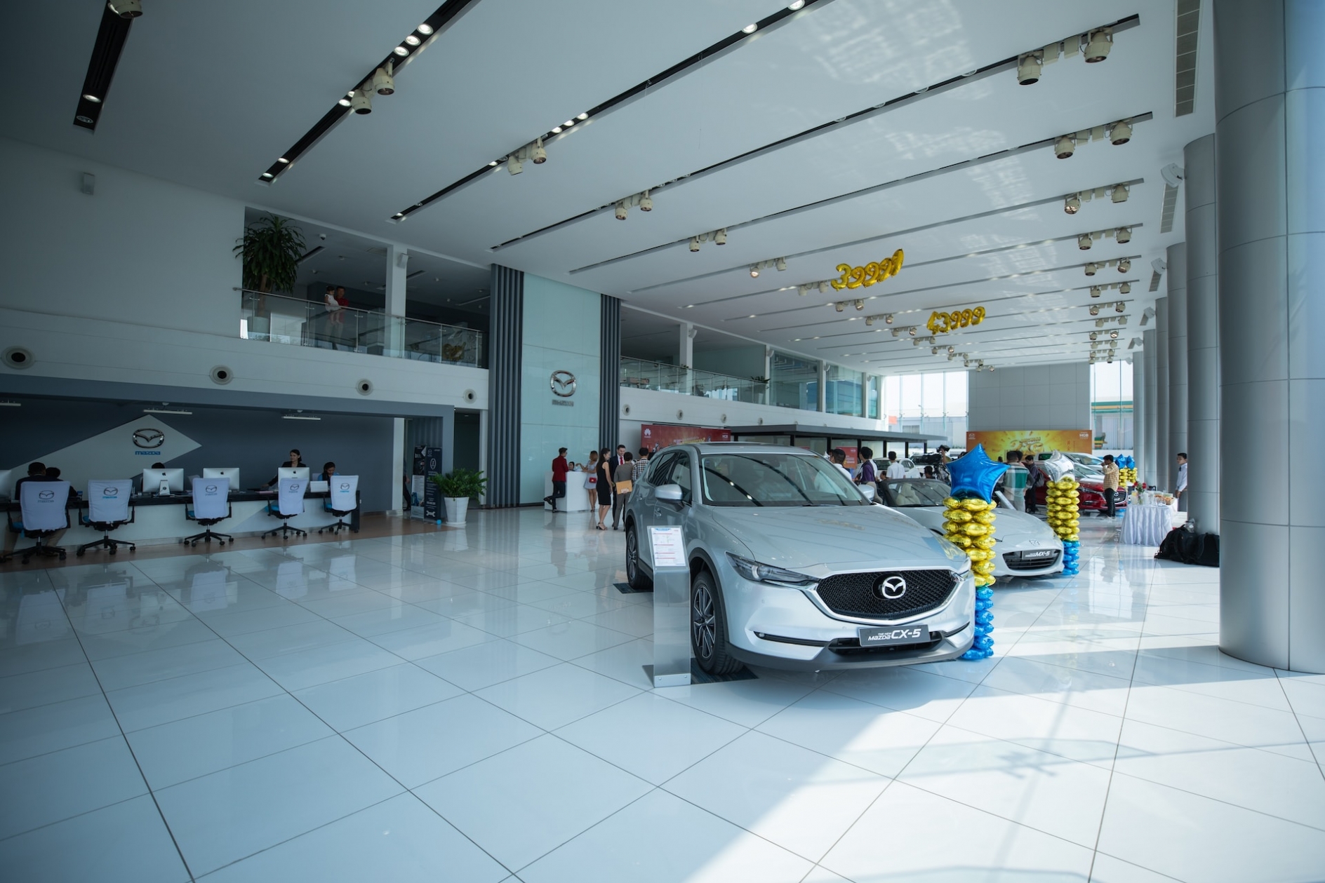 Photo of the inside of a Mazda car dealership